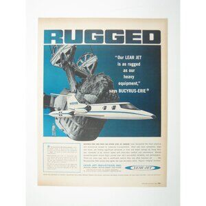 Vintage Lear Jet Advertising Print Bucyrus Erie Quote Rugged Aviation 1966